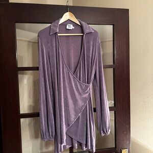 Princess Polly Dusty Mauve Long Sleeve Wrap Dress